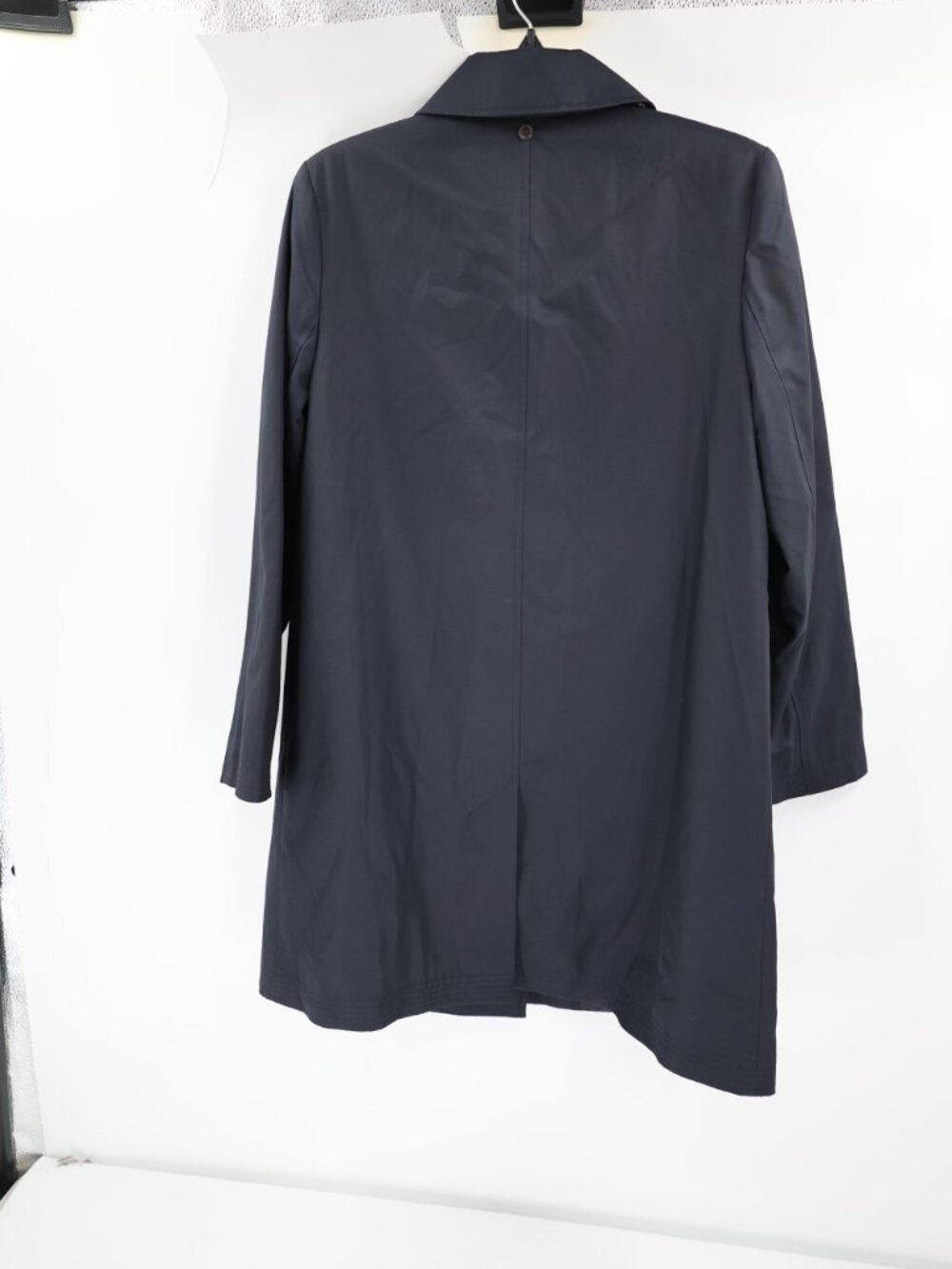 Lauren Ralph Lauren Trench Coat Women Medium Cotton Blend Button Front Dark Navy - Picture 7 of 13